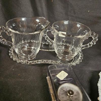 Lot of Misc. Antique Items Including Milk Glass Trinket Dish