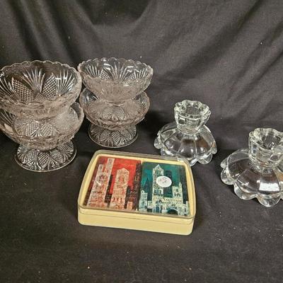 Lot of Misc. Antique Items Including Dessert Dishes