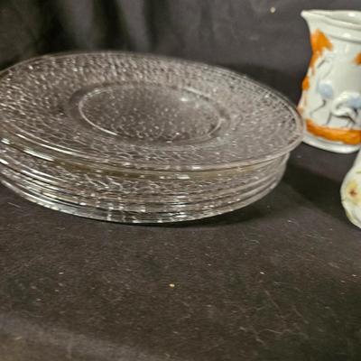 Lot of Misc. Antique Items Including Set of Clear Crackle Plates