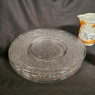 Lot of Misc. Antique Items Including Set of Clear Crackle Plates