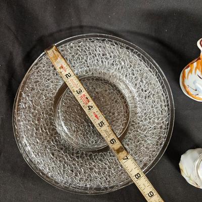 Lot of Misc. Antique Items Including Set of Clear Crackle Plates