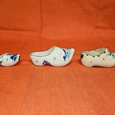 Lot of 3 Delft-Style Mini Clog Shoes