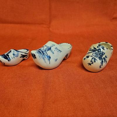 Lot of 3 Delft-Style Mini Clog Shoes