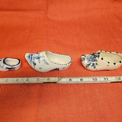 Lot of 3 Delft-Style Mini Clog Shoes