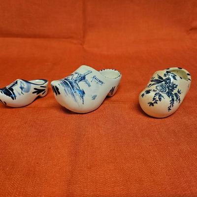 Lot of 3 Delft-Style Mini Clog Shoes
