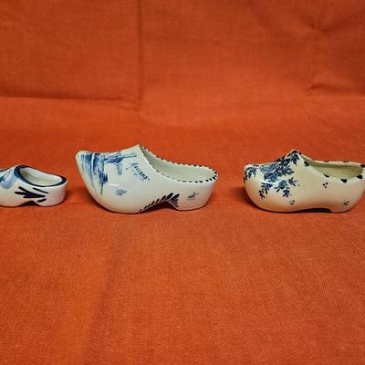 Lot of 3 Delft-Style Mini Clog Shoes