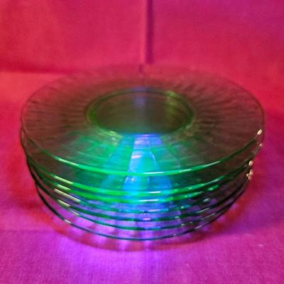 Lot of 7 Green Uranium Depression Plates