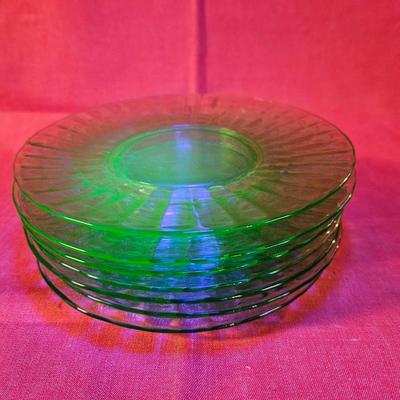 Lot of 7 Green Uranium Depression Plates