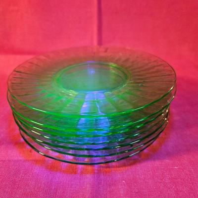 Lot of 7 Green Uranium Depression Plates