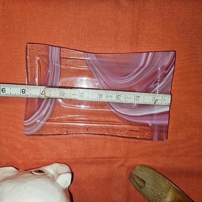 Lot of 3 Misc. Antique Items Including Higgins-Style Art Glass Tray