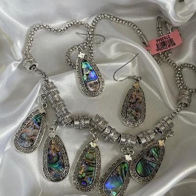 Abalone Necklace and Earrings Set