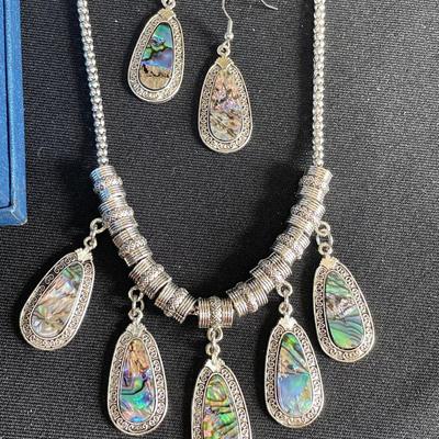 Abalone Necklace and Earrings Set