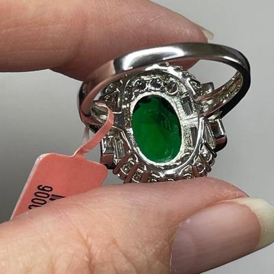 Costume Ring Green and Clear stones