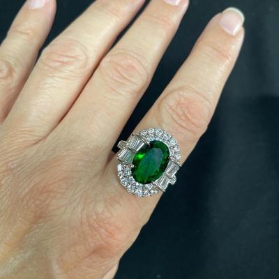 Costume Ring Green and Clear stones