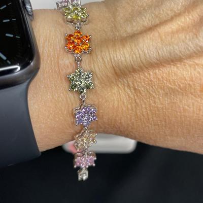 CZ Multi colored Bracelet and Earrings Set