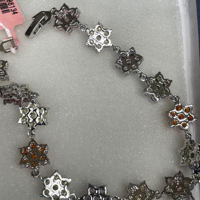 CZ Multi colored Bracelet and Earrings Set