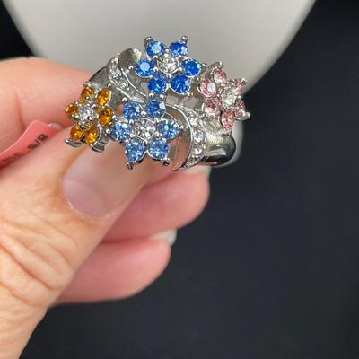 Multicolored CZ Stainless Steel Ring