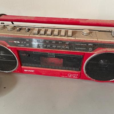 Metal bathroom decor with Sharp radio