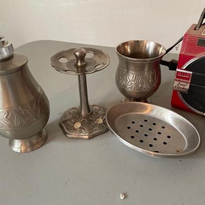 Metal bathroom decor with Sharp radio