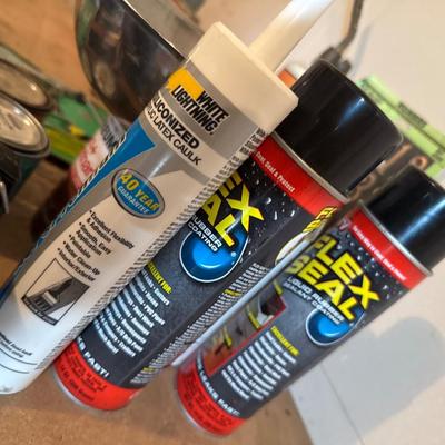Tools, flashlight, torch, stain and flex seal