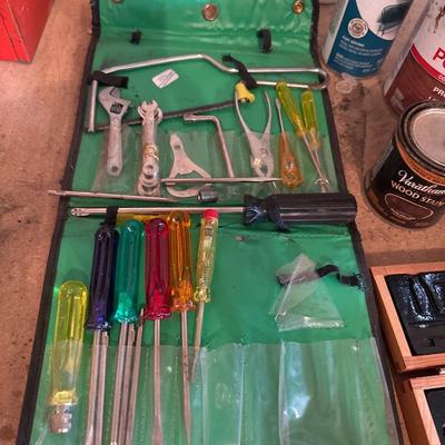 Tools, flashlight, torch, stain and flex seal