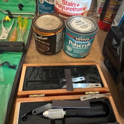 Tools, flashlight, torch, stain and flex seal