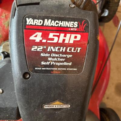 Yard machines 4.5 hp 22 inch cut side discharge mulcher self-propelled lawnmower