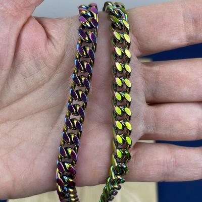 New Invicta Men’s Rainbow Stainless Steel Necklace and Bracelet Set