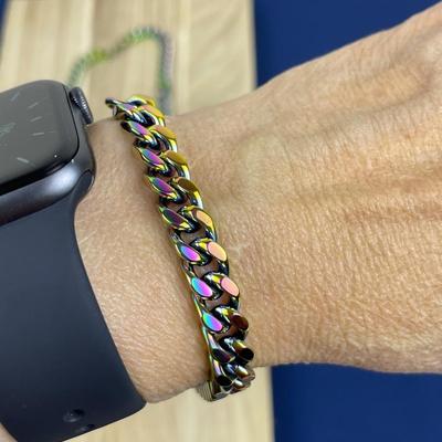 New Invicta Men’s Rainbow Stainless Steel Necklace and Bracelet Set