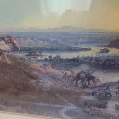 Framed Art Print 'A Desperate Stand' by Charles Russell
