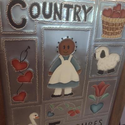 Framed Art Punched Tin 'Country Treasures'