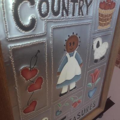 Framed Art Punched Tin 'Country Treasures'