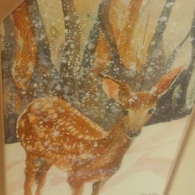 Framed Art Watercolor 'Startled' by Donna Allen