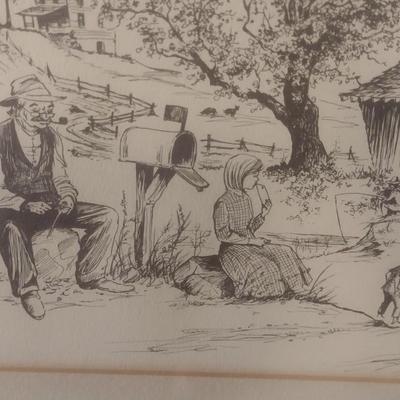 Framed Art Print Ink Signed by Artist