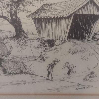 Framed Art Print Ink Signed by Artist