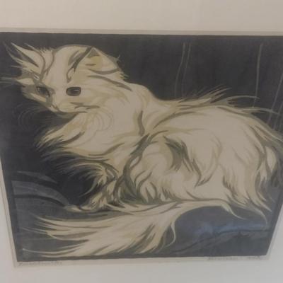 Framed Art Print 'Angora Cat' by Norbertine Bresslern-Roth
