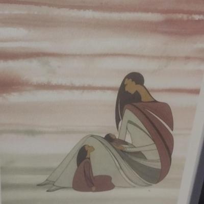 Pair of Framed Art Print by Ioyan Mani 'A Mother's Love' and 'The Sacred Stones'