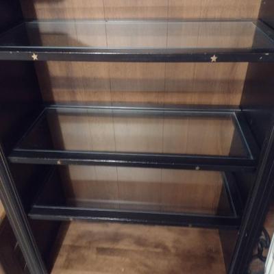 Open Design Bookcase with Storage and Glass Insert Shelves