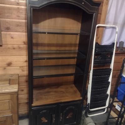 Open Design Bookcase with Storage and Glass Insert Shelves