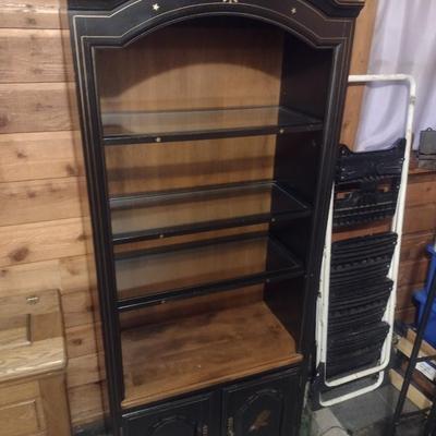 Open Design Bookcase with Storage and Glass Insert Shelves