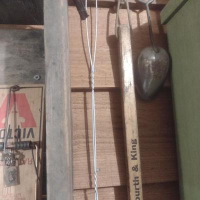 Collection of Primitive and Vintage Collectible Rustic and Farmhouse Items Choice C (Chainsaw Sign not Included)