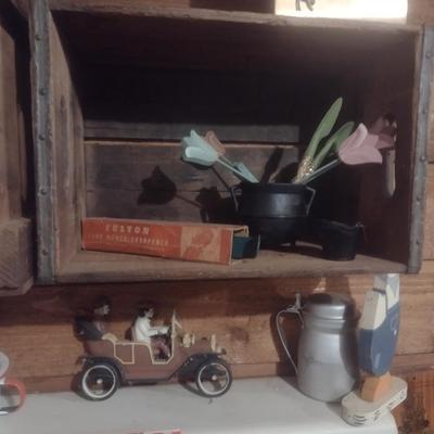 Collection of Primitive and Vintage Collectible Rustic and Farmhouse Items Choice E