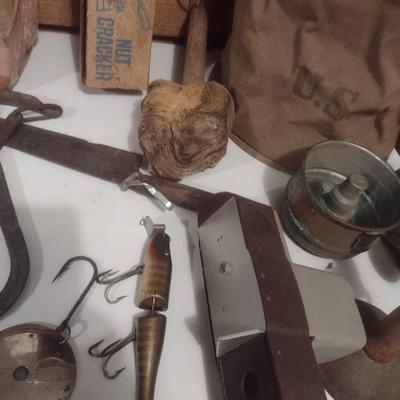Collection of Primitive and Vintage Collectible Rustic and Farmhouse Items Choice G (Table Not Included)