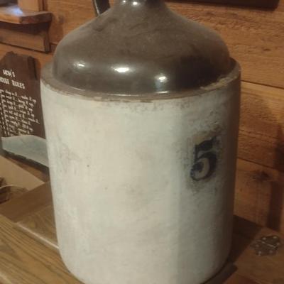 Vintage Salt Glaze #5 Pottery Shoulder Jug