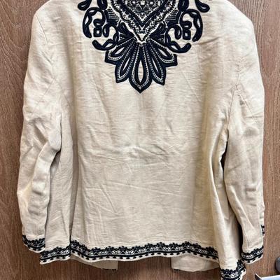 Chico's Jacket Embroidered Linen Size 2