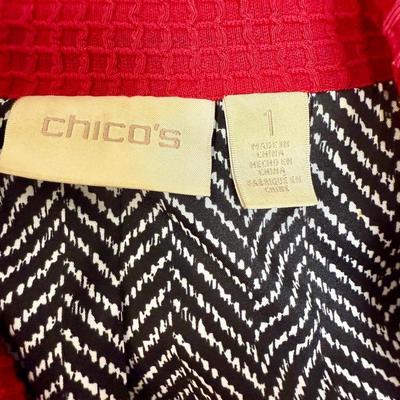Chico's Size 1 Red silker zipped up Jacket