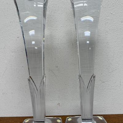 Mikasa Vintage Art Deco Style Lead Crystal Candle Holder Qty 2 Clematis 10”