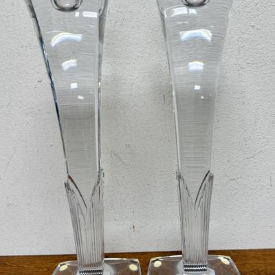 Mikasa Vintage Art Deco Style Lead Crystal Candle Holder Qty 2 Clematis 10”