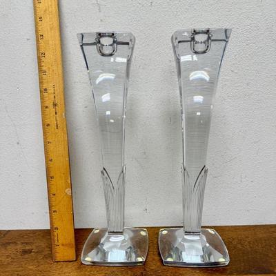 Mikasa Vintage Art Deco Style Lead Crystal Candle Holder Qty 2 Clematis 10”