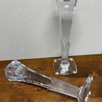 Mikasa Vintage Art Deco Style Lead Crystal Candle Holder Qty 2 Clematis 10”